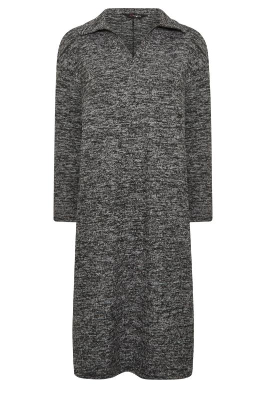 Plus Size Grey Textured Soft Touch Open Collar Midi Dress | Yours Clothing  7