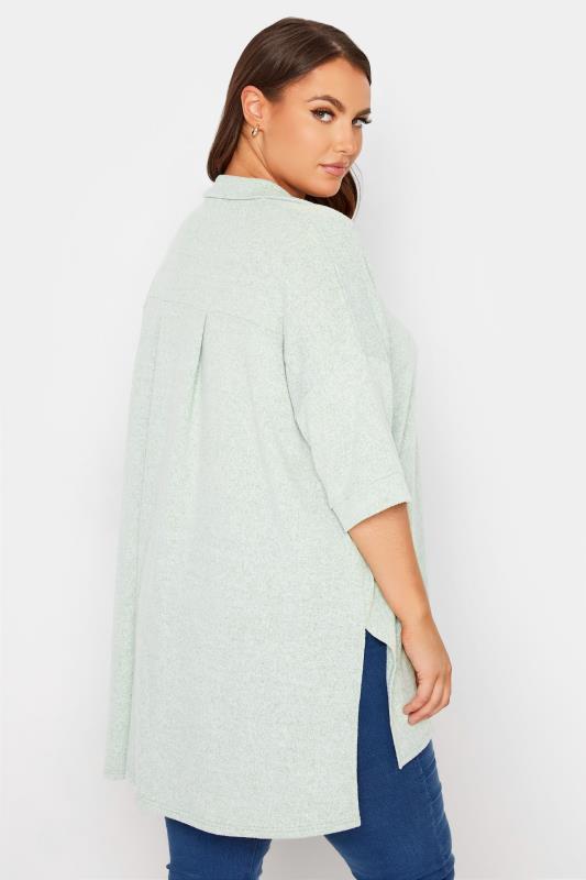 LIMITED COLLECTION Curve Sage Green Open Collar Oversized Top_C.jpg