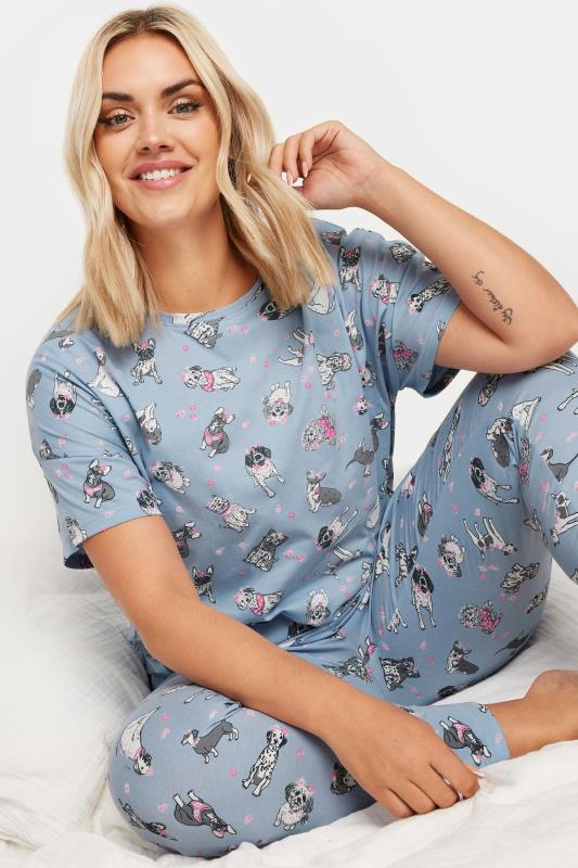 Plus Size  YOURS Curve Blue Dog Print Pyjama Set