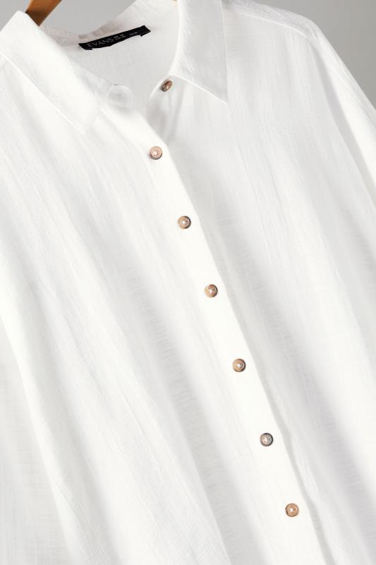EVANS Plus Size White Cotton Shirt | Evans 9