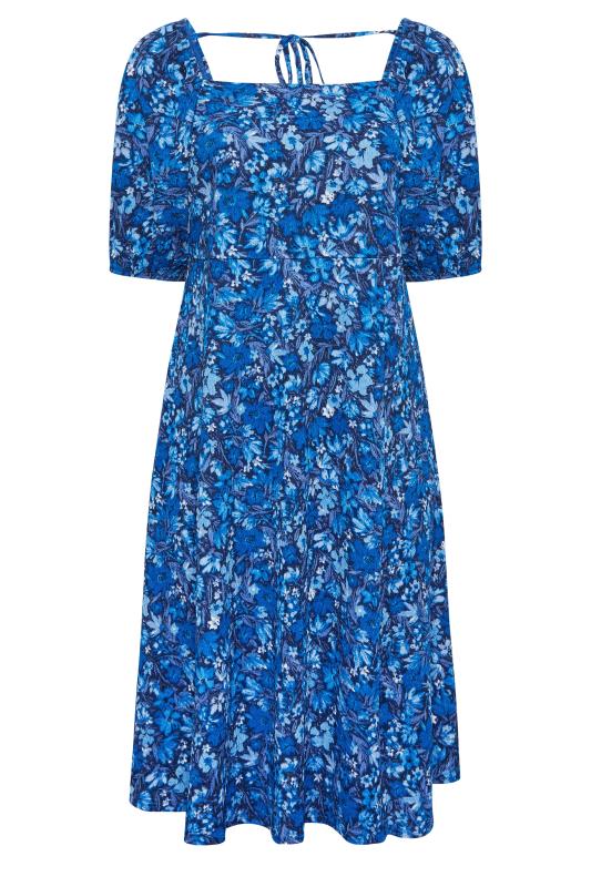YOURS Plus Size Blue Ditsy Print Square Neck Midaxi Dress | Yours Clothing 6