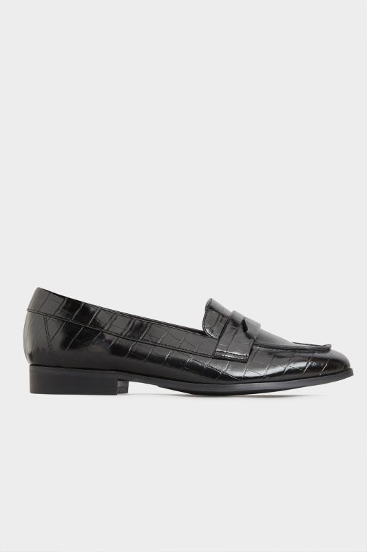 LTS Black Slip On Croc Loafers In Standard D Fit | Long Tall Sally 3