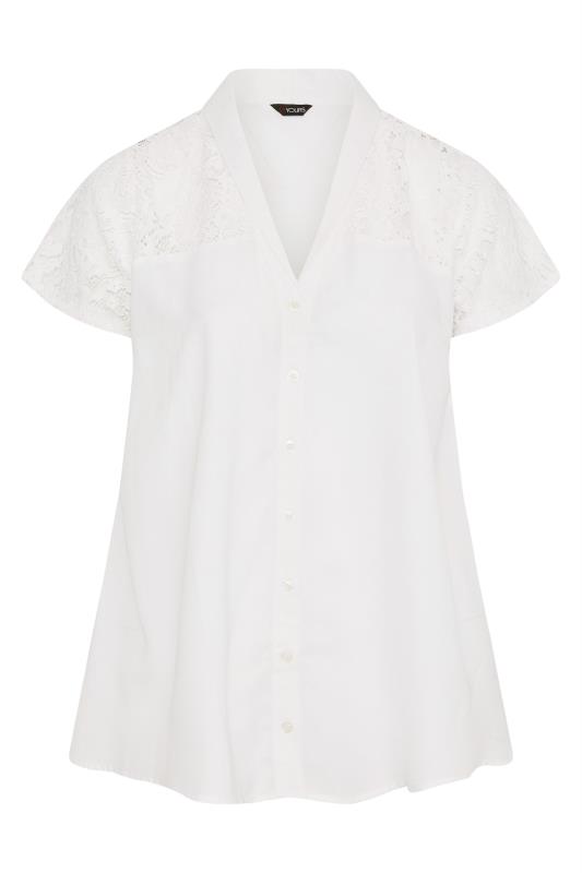 LIMITED COLLECTION Plus Size White Lace Insert Blouse | Yours Clothing 6