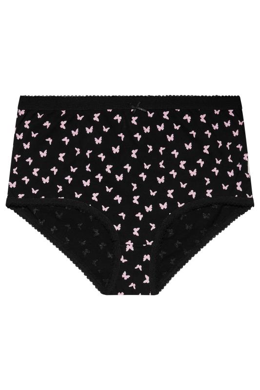 5 PACK Curve Plus Size Pink & Black Butterfly Full Briefs | Yours Clothing 5
