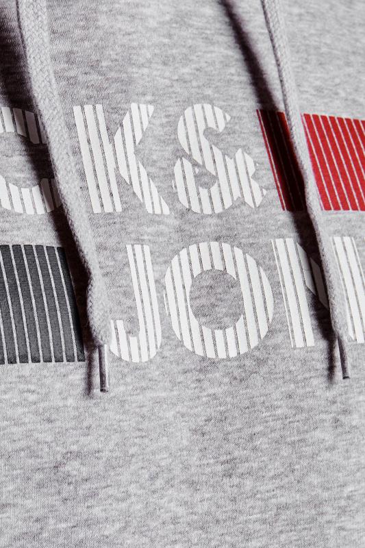 JACK & JONES Big & Tall Grey Logo Print Hoodie 3