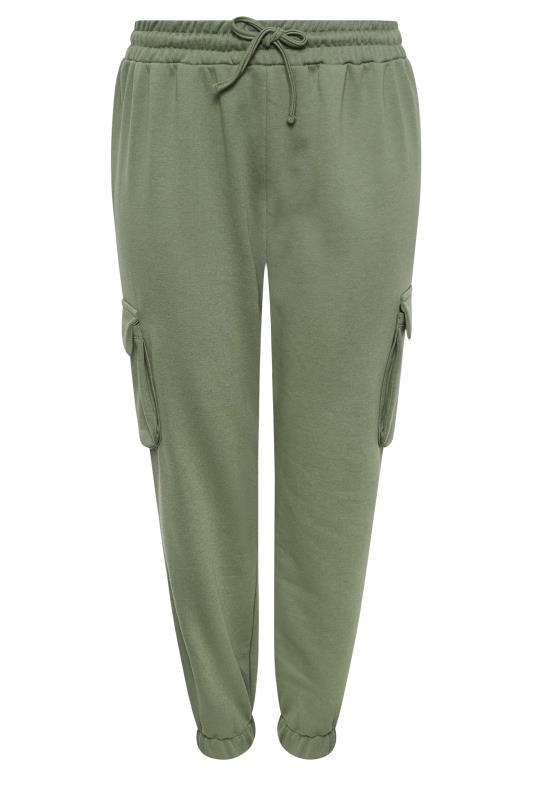YOURS Curve Plus Size Khaki Green Cargo Joggers | Yours Clothing  6