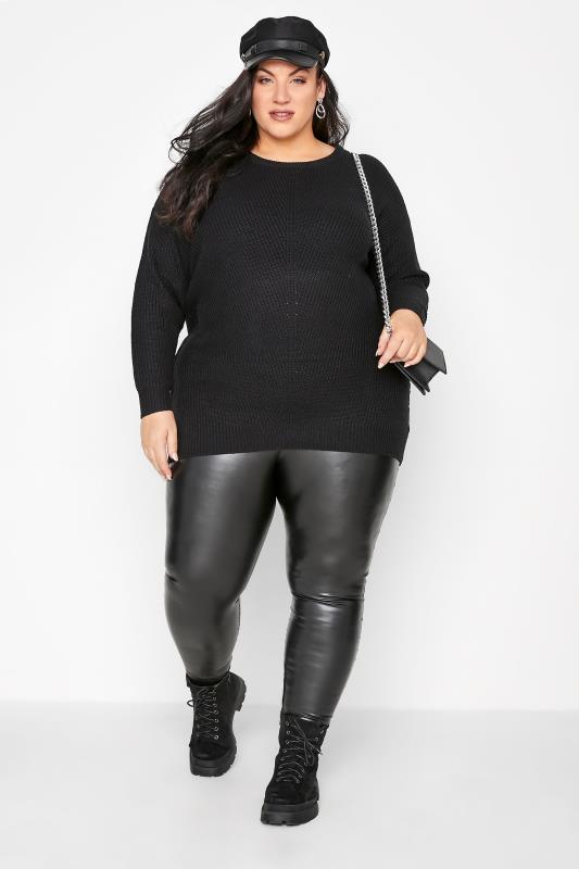 Plus Size Curve Black Essential Knitted Jumper | Yours Clothing 2