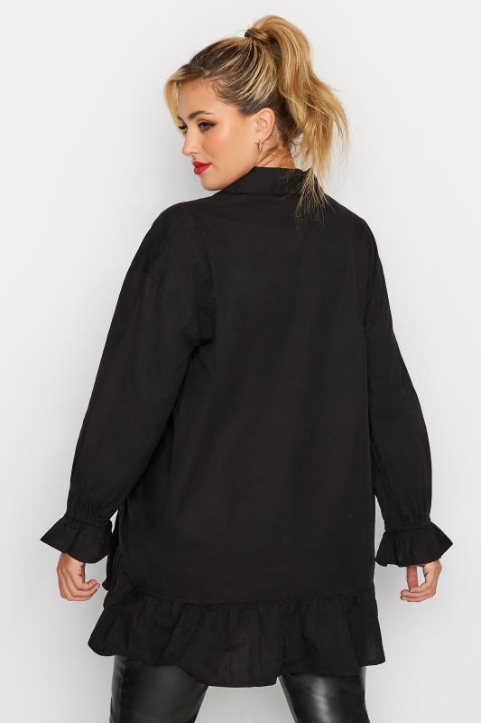 LIMITED COLLECTION Plus Size Black Frill Shirt | Yours Clothing 3