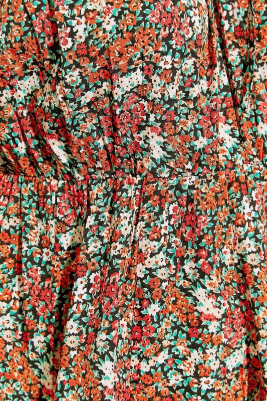 LIMITED COLLECTION Plus Size Black & Orange Floral Gypsy Blouse | Yours Clothing 5