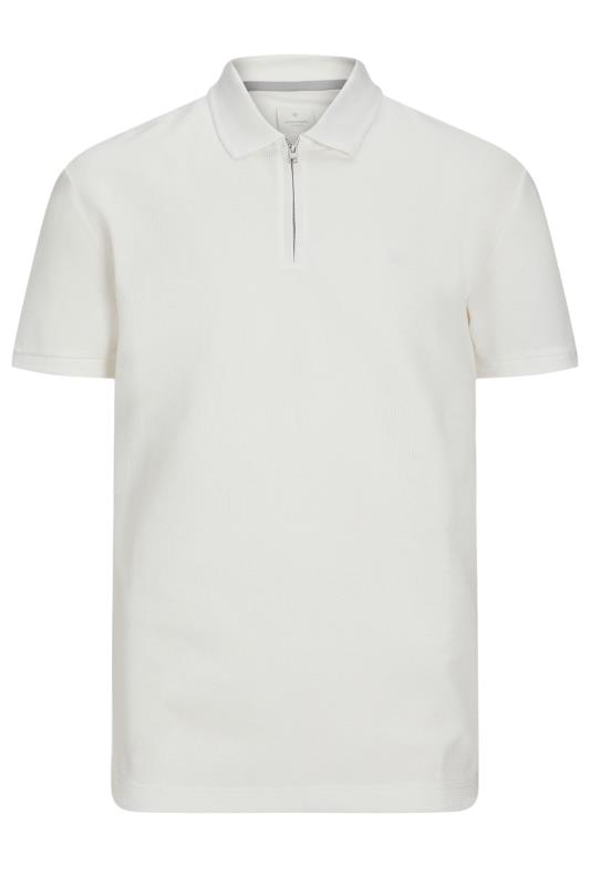 JACK & JONES Big & Tall White Half Zip Short Sleeve Polo Shirt | BadRhino 2