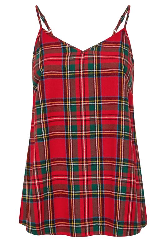 LIMITED COLLECTION Plus Size Red Tartan Check Cami Pyjama Top | Yours Clothing 6