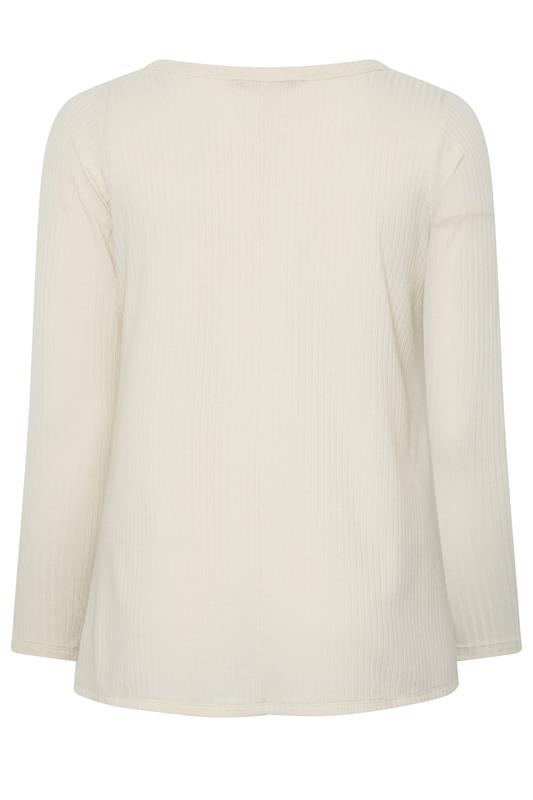YOURS Plus Size Cream Henley Swing Top | Yours Clothing 2