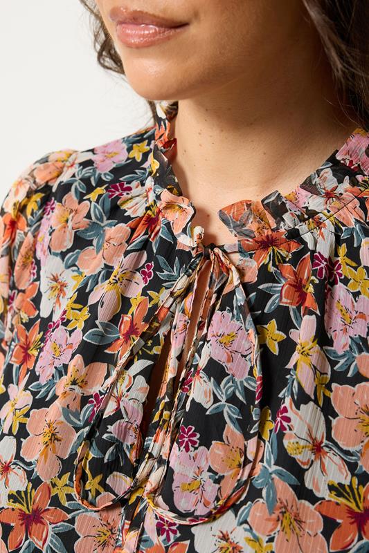 Yours Plus Size Pink Floral Print Frill Neck Blouse | Yours Clothing 4