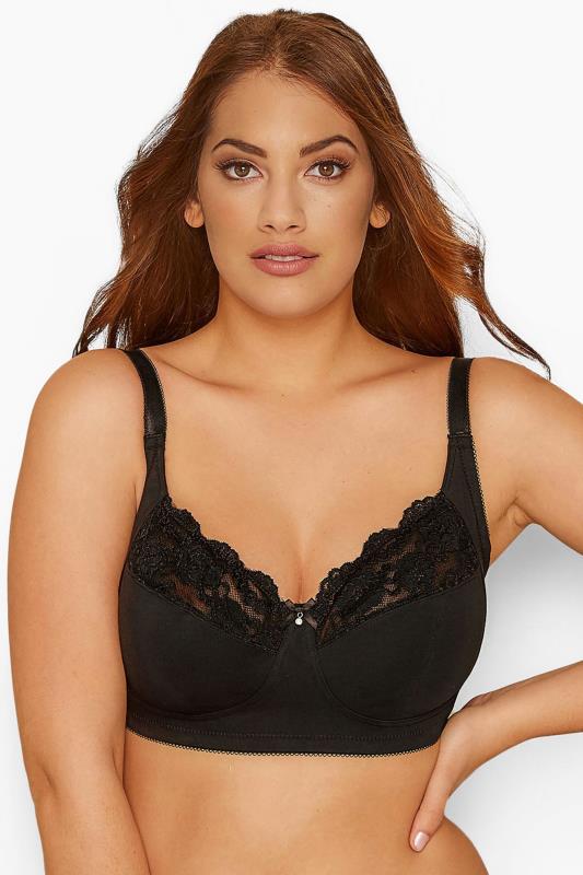 Black Non-Wired Cotton Bra With Lace Trim_A.jpg