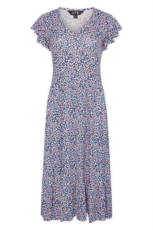 LTS Tall Blue Ditsy Floral Midi Dress 6