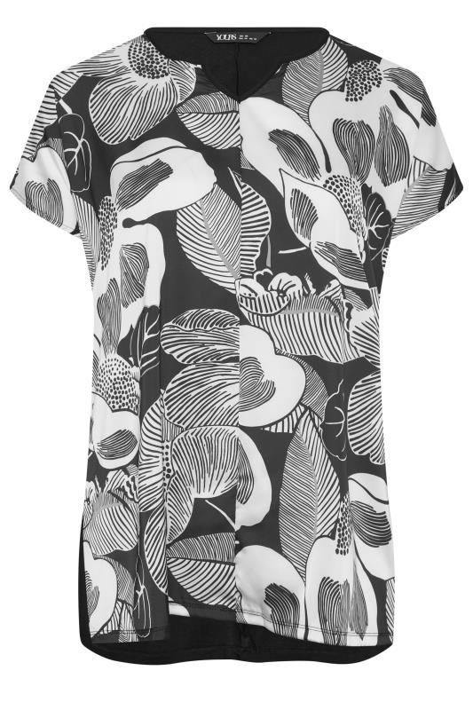 YOURS Plus Size Black Leaf Print T-Shirt | Yours Clothing 5