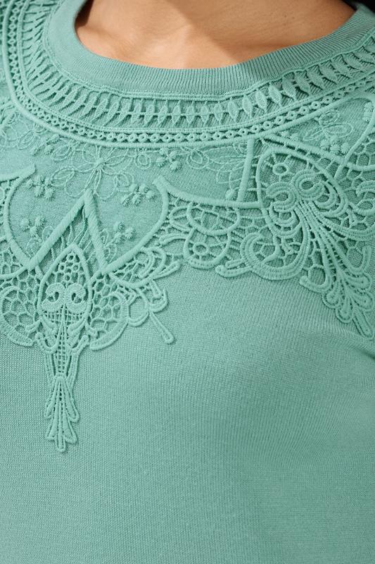 M&Co Petite Green Lace Trim Jumper | M&Co 4