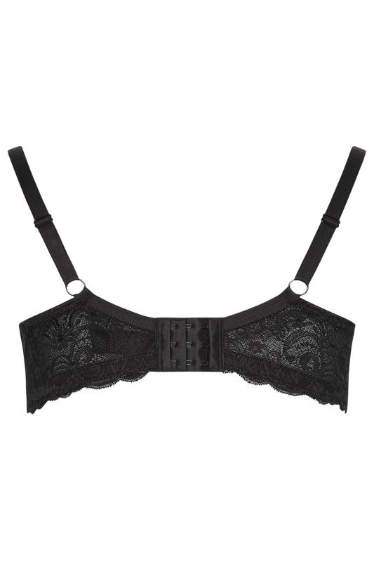 YOURS Curve Black Flocked Floral Mesh Padded Underwired T-Shirt Bra | Yours Clothing 7