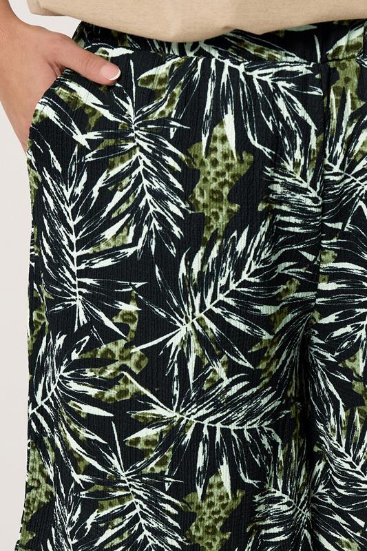 YOURS Plus Size Black Leaf Print Textured Shorts | Yours Clothing 4