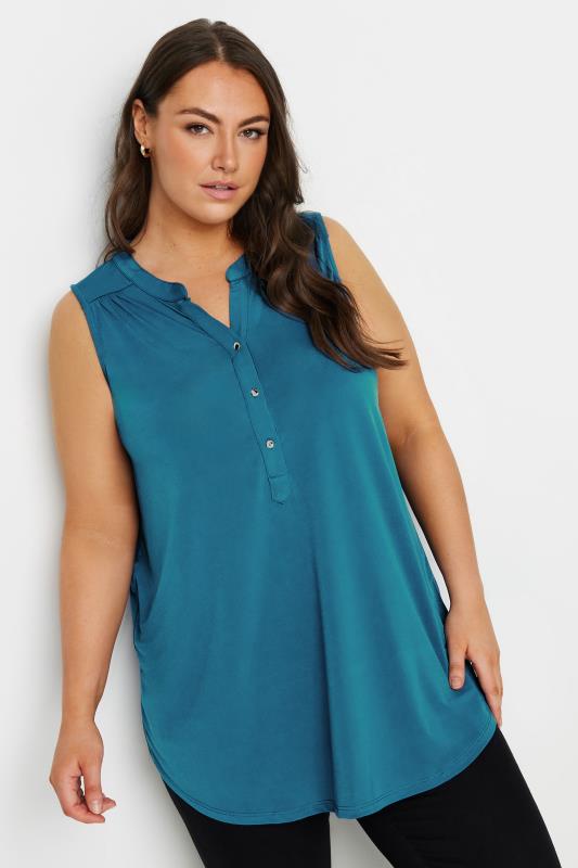 Plus Size  YOURS Curve Blue Sleeveless Blouse