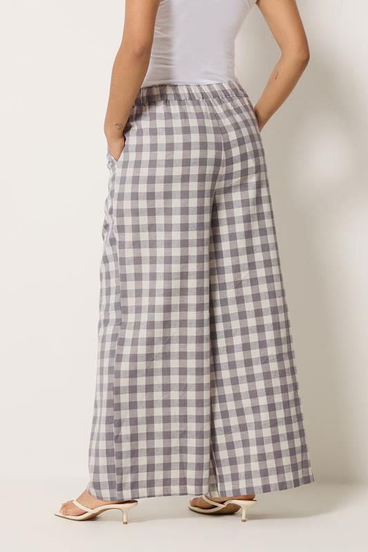 PixieGirl Petite Women's Grey Gingham Wide Leg Trousers | PixieGirl 2