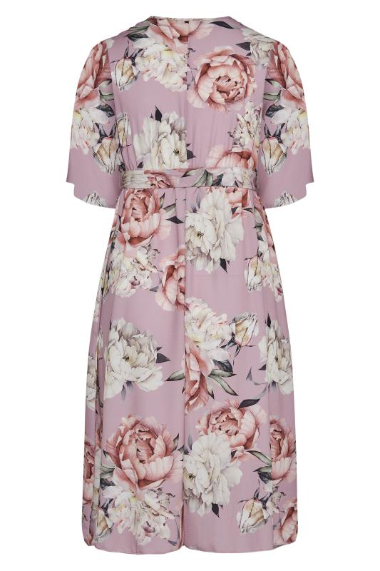 YOURS LONDON Plus Size Pink Floral Print Midi Wrap Dress | Yours Clothing 7
