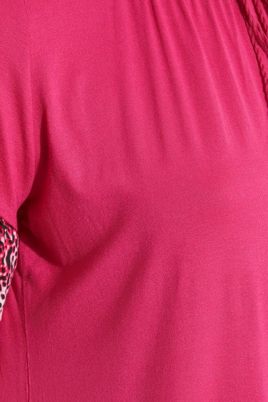 Curve Pink Animal Print Contrast Trim Tunic Top Size 16-32 5