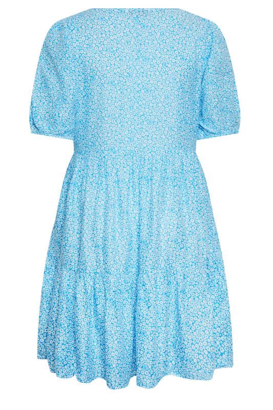 YOURS Plus Size Blue Floral Print Midi Dress | Yours Clothing 7
