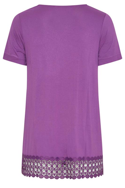 Plus Size Purple Crochet Detail Peplum Tunic Top | Yours Clothing  7