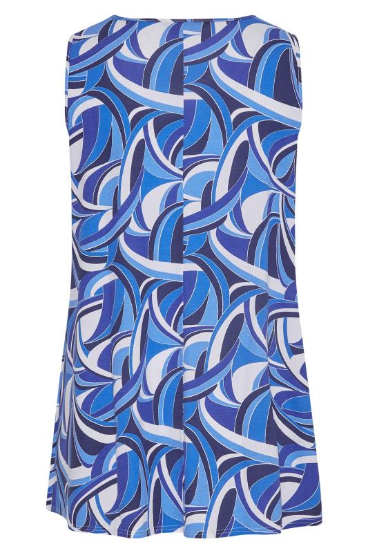 Curve Blue Abstract Print Cut Out Swing Top 8