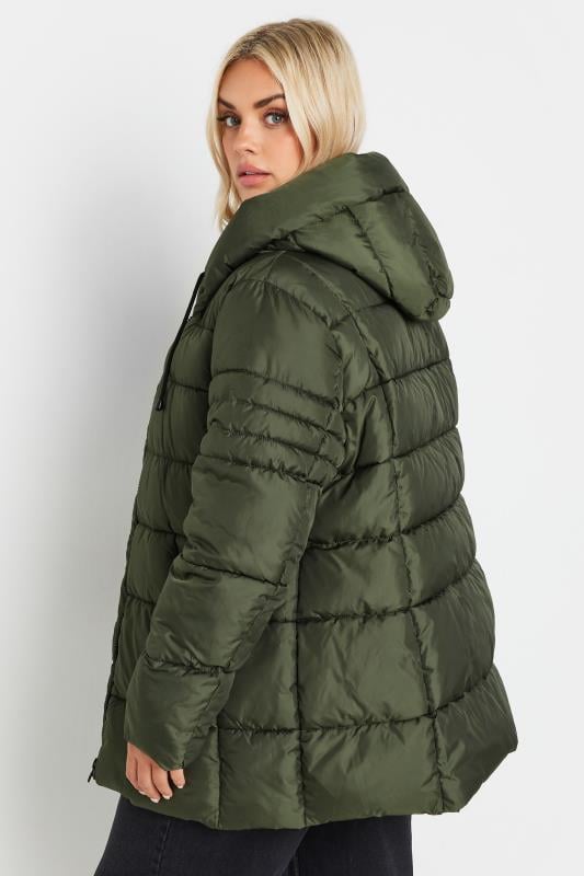 YOURS Curve Green Sporty Puffer Coat | Yours Clothing 4