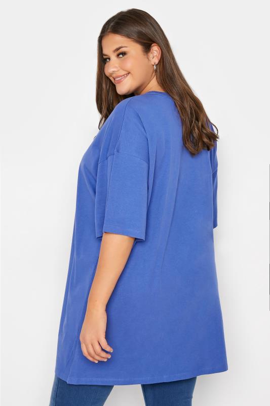 Plus Size Royal Blue Oversized T-Shirt | Yours Clothing  4