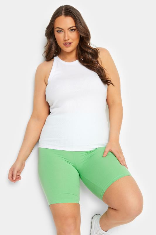 YOURS Plus Size Green Cycling Shorts | Yours Clothing 1