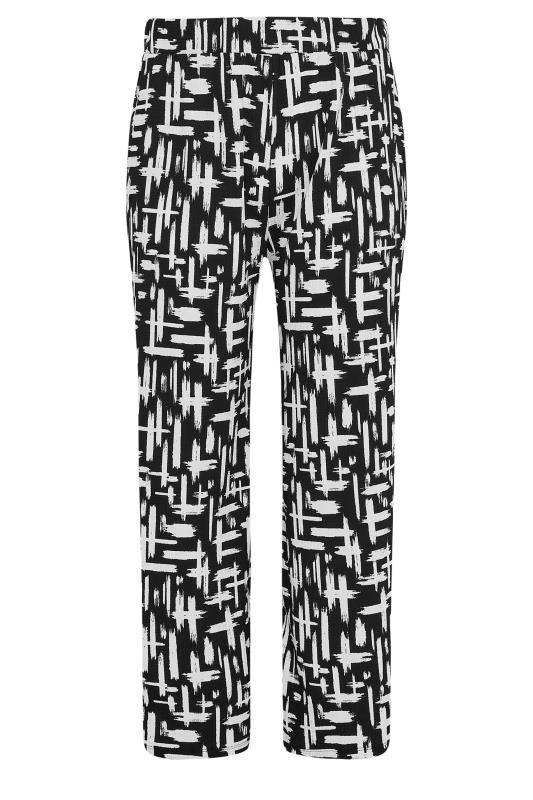 YOURS Plus Size Black Abstract Print Textured Wide Leg Trousers | Yours Clothing 5