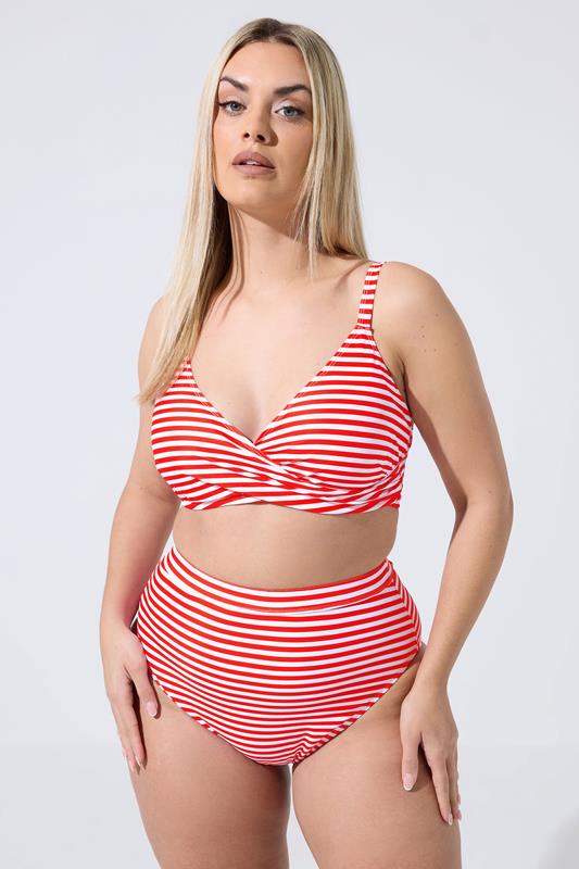  LIMITED COLLECTION Curve Red Stripe Bikini Top
