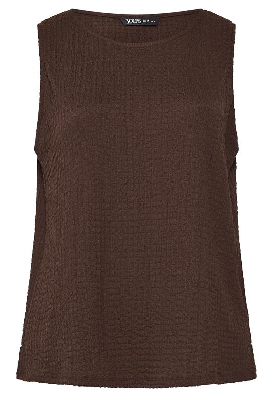 YOURS Plus Size Chocolate Brown Bubble Texture Vest Top | Yours Clothing 5