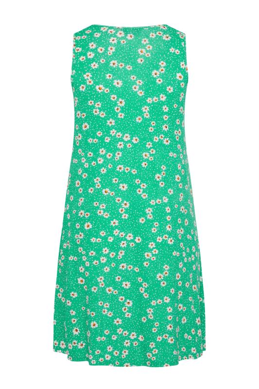 Plus Size Green Daisy Print Drape Pocket Dress | Yours Clothing 7