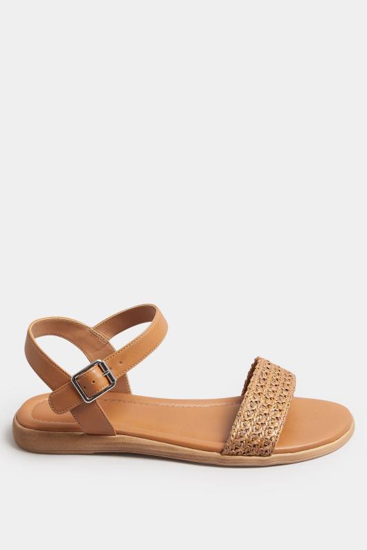 Tan Brown Raffia Sandals In Extra Wide EEE Fit | Yours Clothing 3