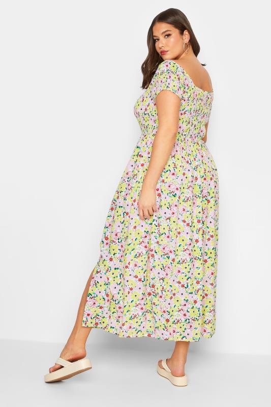 YOURS Plus Size White Floral Print Shirred Maxi Dress | Yours Clothing  4