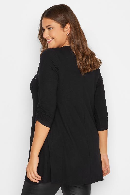 Plus Size Black Star Stud Embellished Swing Top | Yours Clothing 3