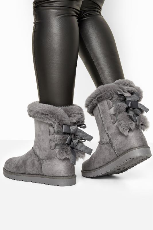 Grey Vegan Suede Bow Detail Boots In Extra Wide Fit_M.jpg