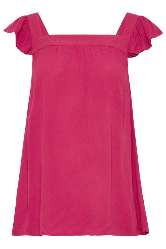 LTS Tall Women's Pink Crinkle Frill Top | Long Tall Sally 6