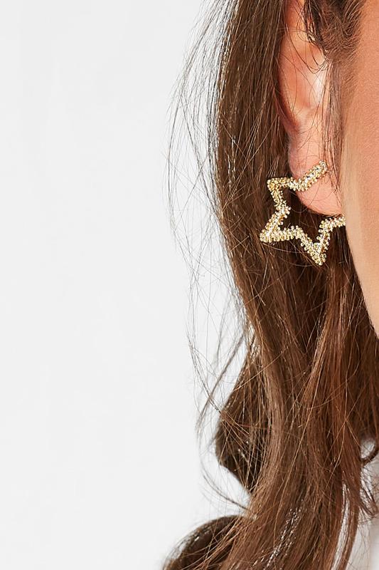 Gold Star Hoop Earrings | Yours Clothing 1