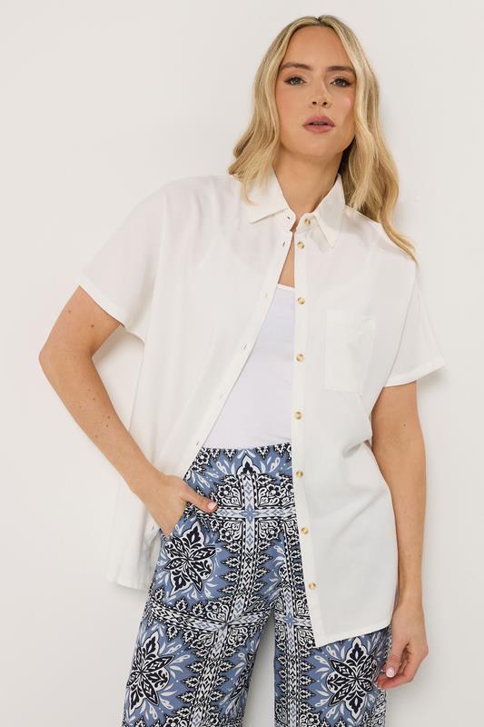 LTS Tall Women's White Short Sleeve Linen Shirt | Long Tall Sally 2
