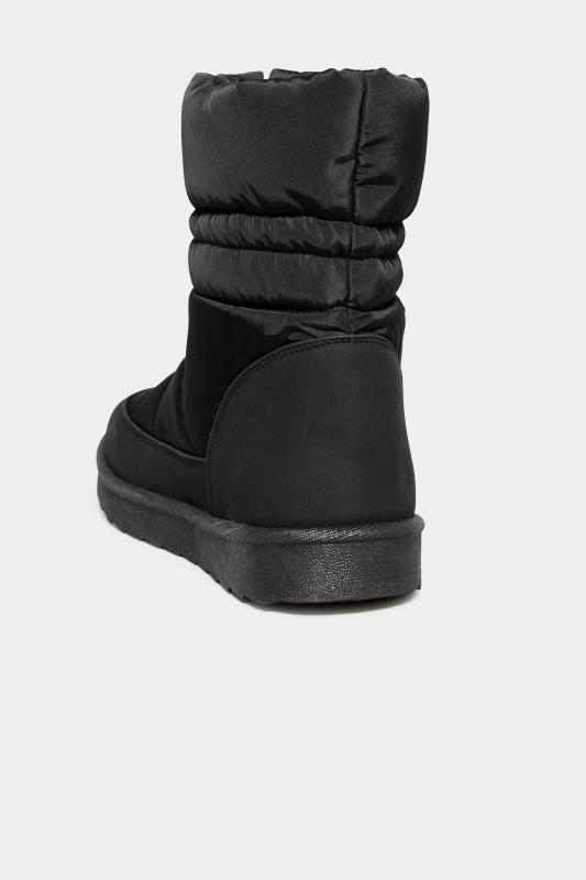 Black Padded Snow Boots In Wide E Fit & Extra Wide EEE Fit | Yours Clothing 4