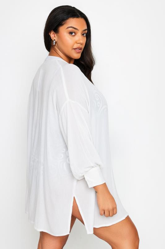 YOURS Plus Size White Button Up Beach Shirt | Yours Clothing 4