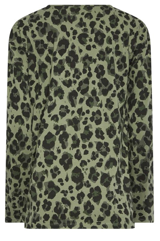 LTS Tall Women's Khaki Green Leopard Print Top | Long Tall Sally 7