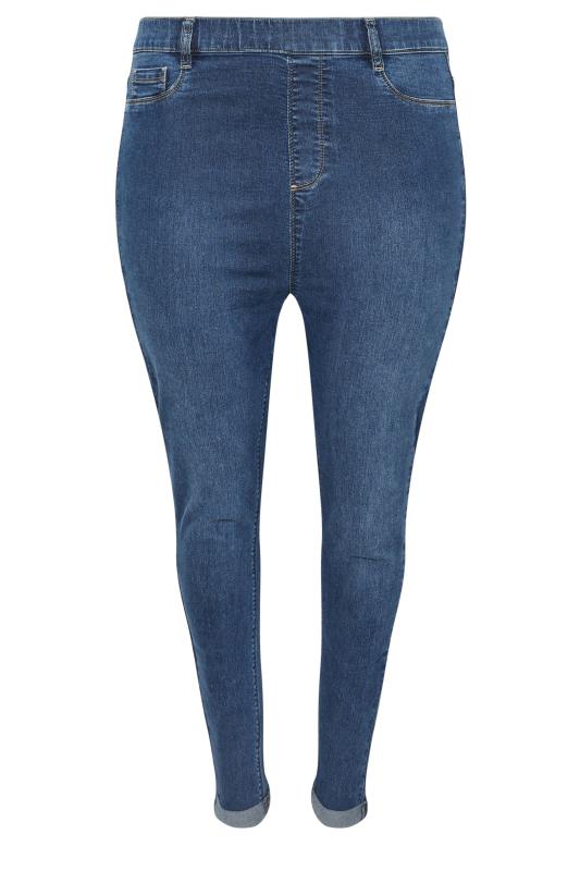 YOURS Plus Size Mid Wash Blue Turn Up GRACE Jeggings | Yours Clothing 5