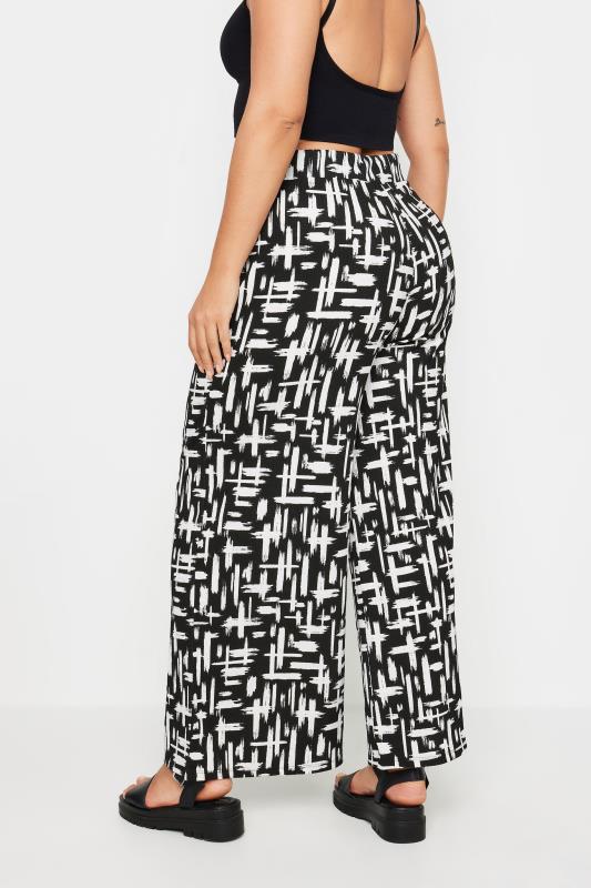 YOURS Plus Size Black Abstract Print Textured Wide Leg Trousers | Yours Clothing 3