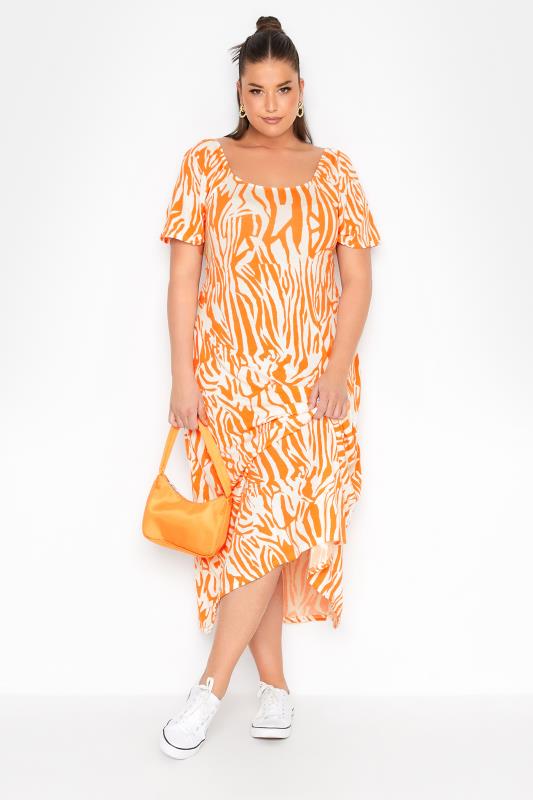 LIMITED COLLECTION Curve Orange Zebra Print Dress_B.jpg